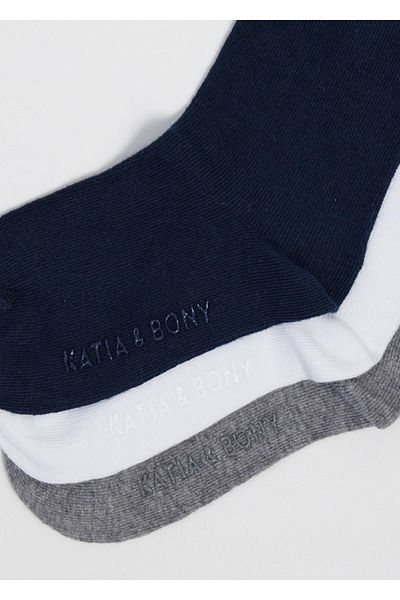 MİMU ÇORAP Run 3-Piece Men's Basic Booties Black/White/Navy Blue