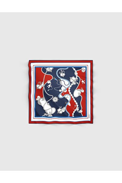İLVİ Ingolf Women's Bandana Navy Blue Red Silk Twill