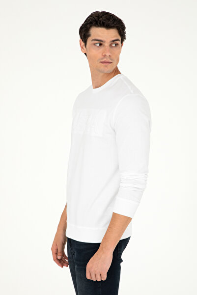 U.S. Polo Assn. Erkek Regular Fit Bisiklet Yaka Beyaz Basic Sweatshirt 50289058-VR013