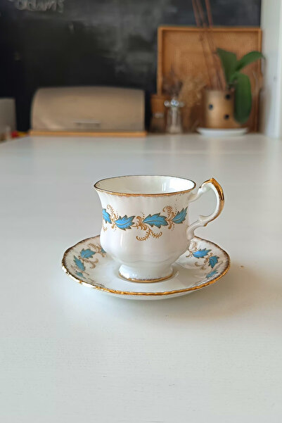 ABBETC طقم فنجان قهوة مزدوج من Royal Adderley Fine Bone China Vintage مكون من...