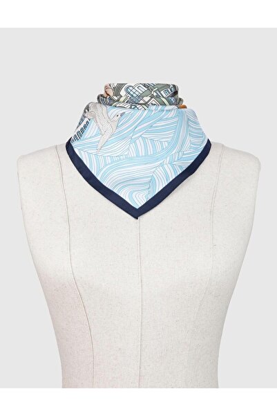 İLVİ Asmara Women's Scarf Navy Blue Silk Twill