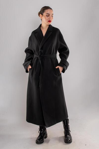 AYHAN 20276 Kuşaklı Kol Apoletli Erkek Yaka Kaşe Kaban