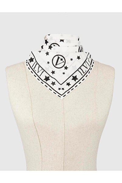 İLVİ Delemont Women's Bandana White Black Cotton