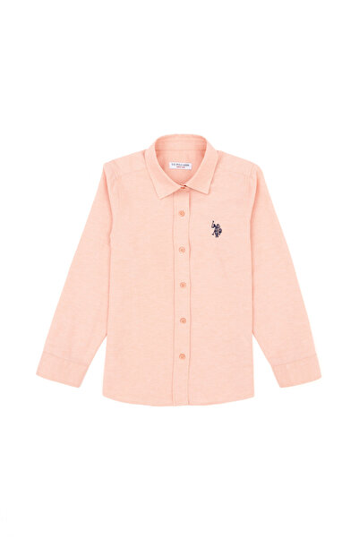 U.S. Polo Assn. Cămașă cu mânecă lungă cu guler polo somon pentru fete 50289206-VR047