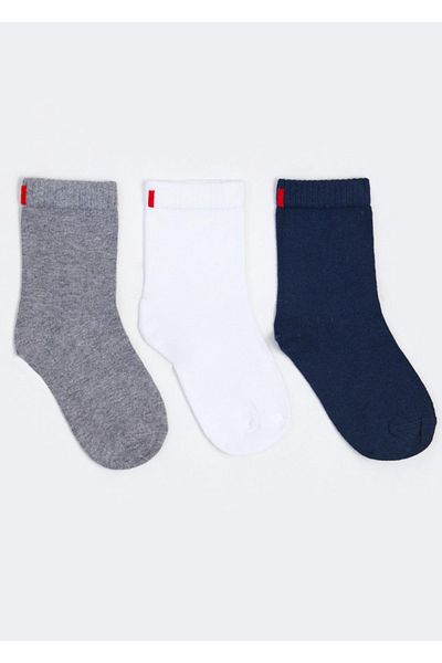 MİMU ÇORAP Run 3-Piece Men's Basic Booties Black/White/Navy Blue