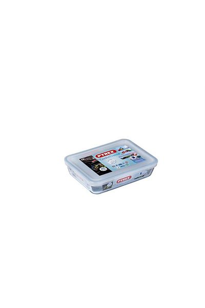 Pyrex طبق زجاجي مستطيل من بايركس كوك آند فريز بسعة 0.8 لتر مع غطاء - آمن للاستخدام في الفرن والميكروويف والفريزر وغسالة الأطباق