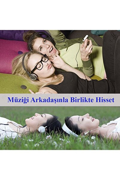 Derwell 3.5mm Stereo Kulaklık Ses Çoklayıcı Y Kablo 2 Dişi 1 Erkek Splitter Cabble