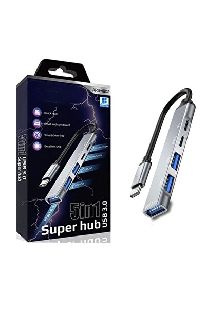 Epilons 5in1 Metal USB Hub – High Speed Multiplexer, 5 Ports, Durable and Portable Design