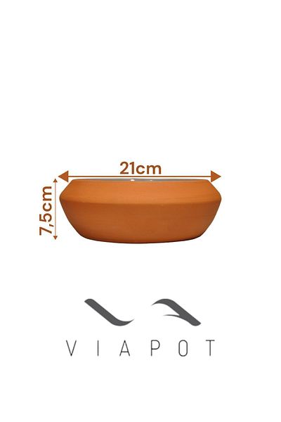 Viapot Bektaşı Mini Soil Stew and Yogurt Bowl - Glazed Pottery Inside 21x7.5cm