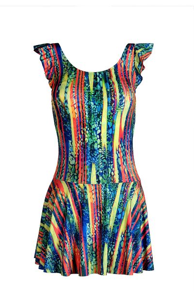 Endeep Striped Skirt Dress Swimsuit - Beria Women, Ruffle Detail
