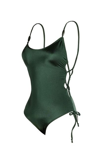 Endeep Green Thin Strap Tunnel Swimsuit - Women's Accessory