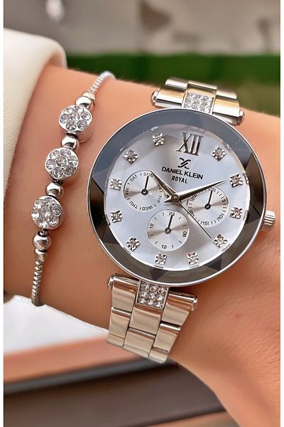 Daniel Klein Steel Waterproof Cut Glass Model - Wrist Watch and Bracelet Gift
