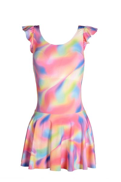 Endeep Pink Patterned Beria Women's Dress Swimsuit - Ruffle Detailed