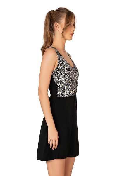 Endeep Women's Double Breasted Detailed Patterned Dress Skirted Swimsuit