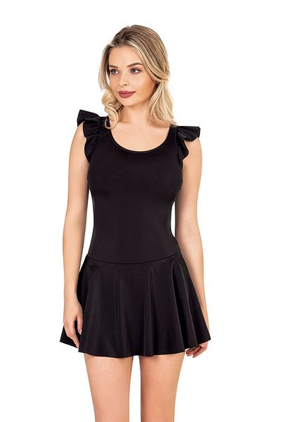 Endeep Women's Black Swimsuit with Ruffle Detailed Skirt