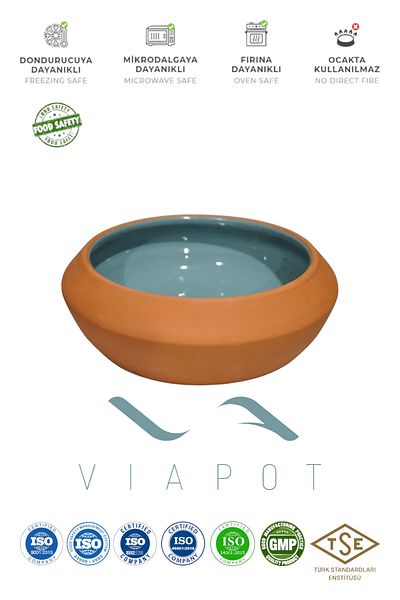 Viapot Bektaşı Mini Soil Stew and Yogurt Bowl - Glazed Pottery Inside 21x7.5cm