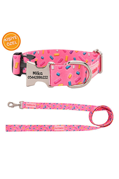 PATİMİO Pink Bones Isimli Köpek Tasması Ve Gezdirme Seti, Köpek Künyesi, Köpe...