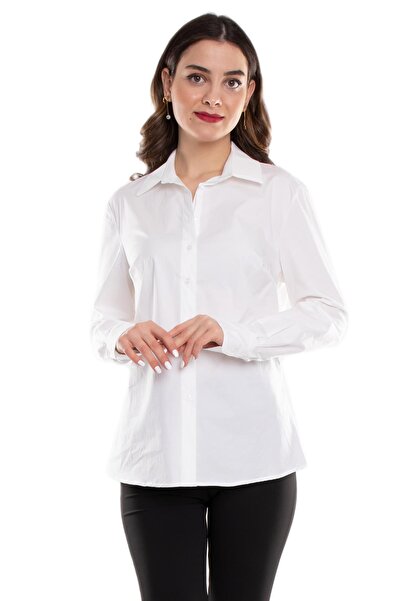 AYHAN 50661 Pamuklu Düz Kadın Gömlek