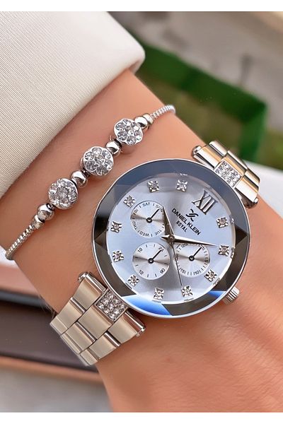 Daniel Klein Steel Waterproof Cut Glass Model - Wrist Watch and Bracelet Gift