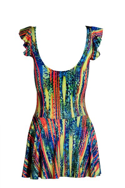 Endeep Striped Skirt Dress Swimsuit - Beria Women, Ruffle Detail