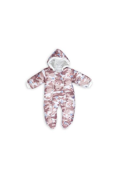 MAİBELLA Astronaut Jumpsuit for Winter Baby Girl and Boy - Butterfly Floral Print, Hooded Without Shoes and Zipper