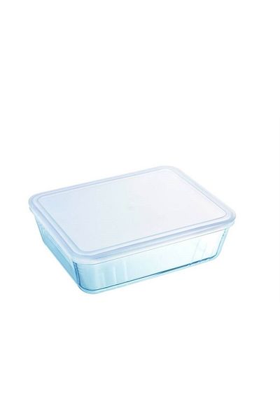 Pyrex طبق زجاجي مستطيل من بايركس كوك آند فريز بسعة 0.8 لتر مع غطاء - آمن للاستخدام في الفرن والميكروويف والفريزر وغسالة الأطباق