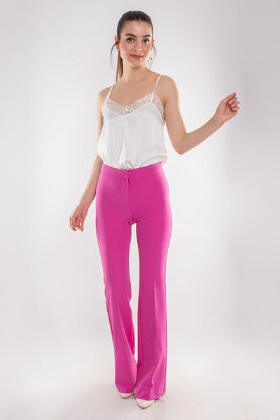 AYHAN 7673 Flared Leg Women's Crepe Trousers
