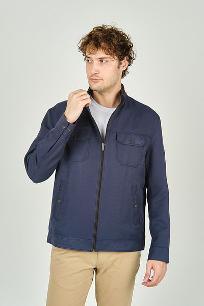 LUCAS Men's Judge Collar Pocket Detailed Seasonal Sports Coat 2734 Navy Blue