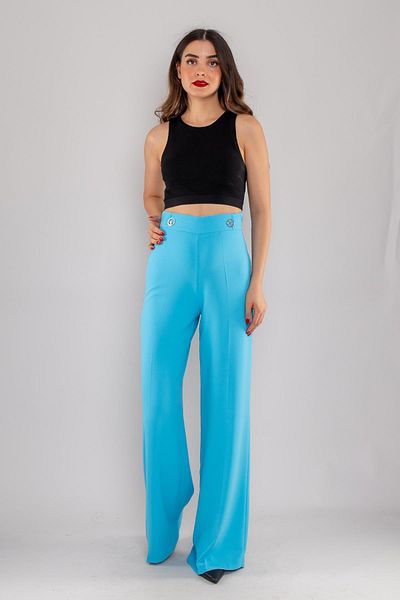 AYHAN 7512 Pantaloni crep cu picioare largi