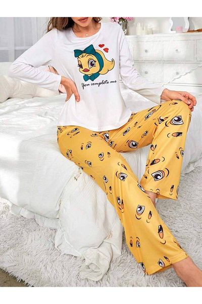 Cesur White Long Sleeve Women's Pajama Set - Supremsoft Combed Cotton, Blonde Bath