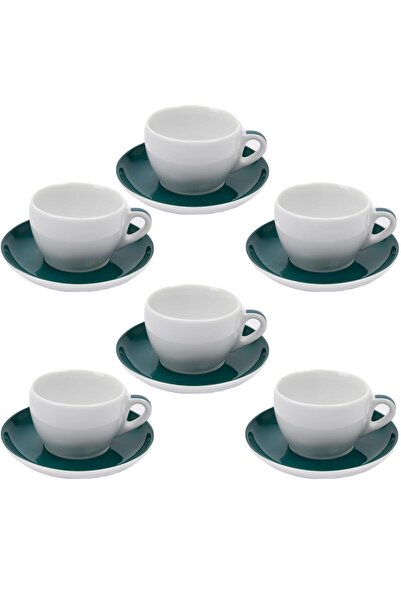 ANCAP Verona Deniz Mavisi Çizgili Cappuccino Fincan Ve Tabak Takımı - 180 ml ...