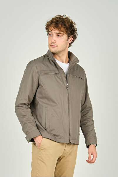 daynax Ανδρικό γιακά δικαστή με λεπτομέρεια τσέπης με φερμουάρ εποχιακό αθλητικό παλτό 4600 πράσινο