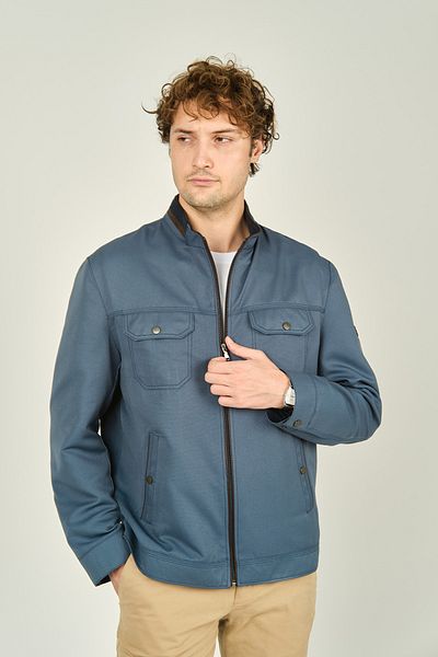 LUCAS Men's Indigo Seasonal Sports Jacket - Current Collar and Pocket Detail 2734