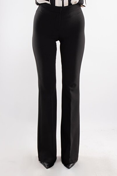 AYHAN 7673 Flared Leg Women's Crepe Trousers