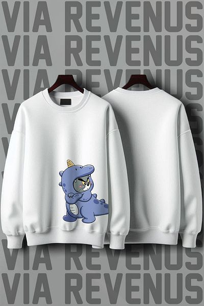 Vordevia Cute Tom and Jerry Printed Oversize Lover Combination Sweatshirt