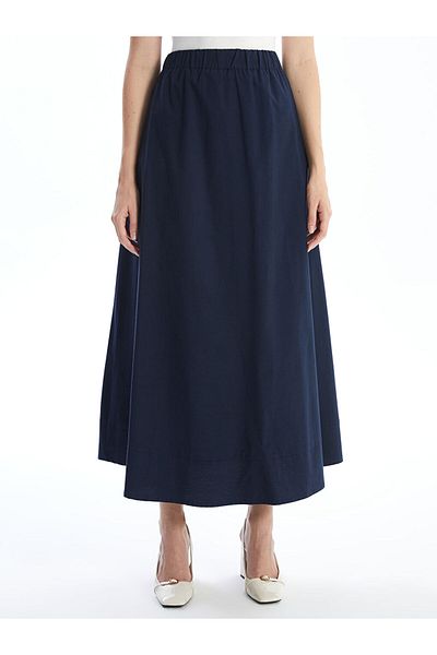 LC Waikiki Lw - Fusta de dama din poplin simplu cu talie elastica