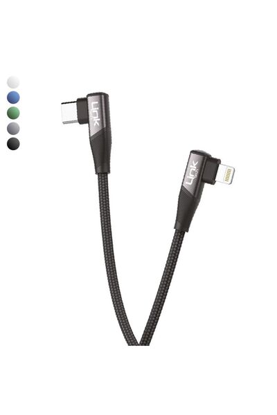 Kinhank Linktech K596 27W Type-C - Lightning 90 Derece Data/Şarj Kablosu 1.5mt