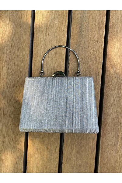 H&D COLLECTİON Срібляста шкіряна сумочка з двома ремінцями