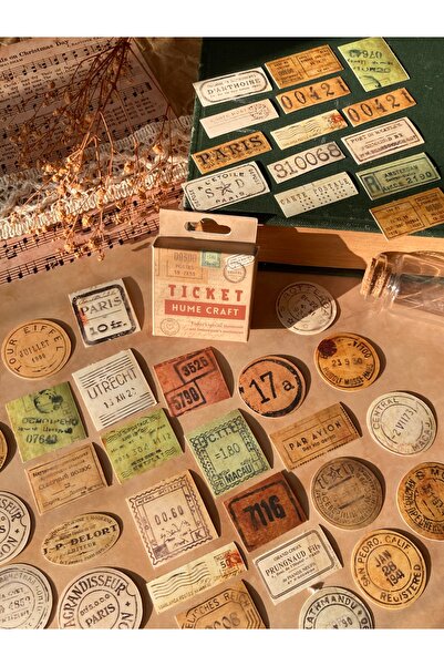 Hume Craft Vintage Ticket Themed Boxed Sticker Set - Scrapbook Bullet Journal...