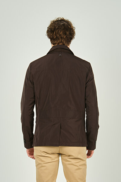 daynax Ανδρικό παλτό με διπλό γιακά και λεπτομέρεια με κουμπιά 4900 - Καφέ