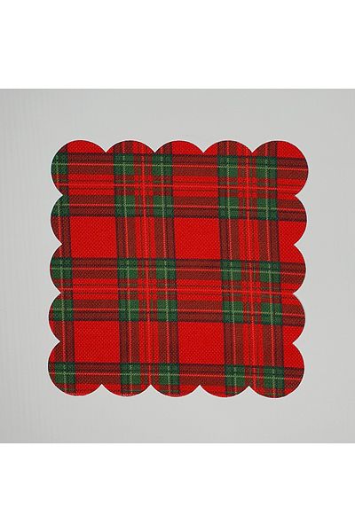 DECO Κόκκινη πράσινη καρό με μοτίβο ψηφιακή τυπωμένη λέιζερ κομμένη κοκτέιλ χαρτοπετσέτα