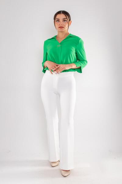 AYHAN 7673 Women's Spanish Leg Crepe Trousers