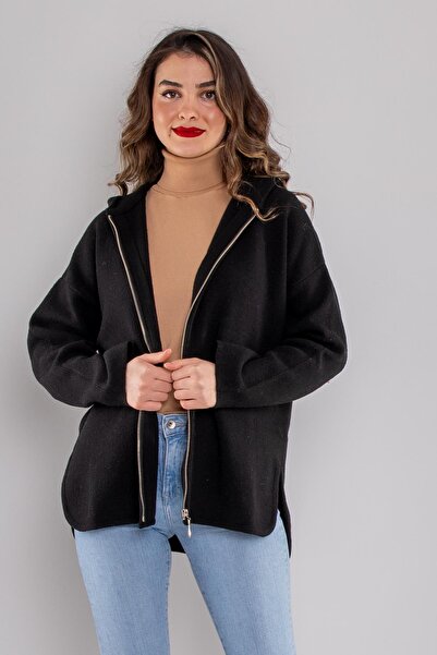 Sementa 34404 Çelik Örgü Fermuarlı Kapüşonlu Triko Ceket