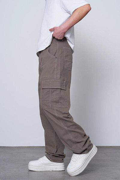 HAFKAGİYİM Mocha Baggy Pants - Παντελόνι Cargo με διπλή τσέπη και ραμμένο