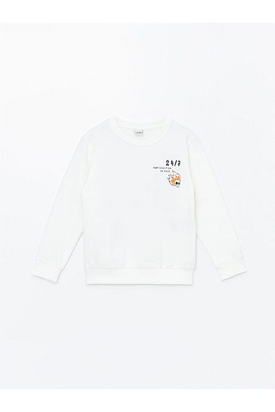 LC Waikiki Lcw Kids Boy - Ecru Long Sleeve Crew Neck Sweatshirt
