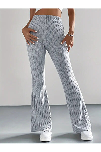 Wild Flower Gray High Waist Wide Spanish Leg Spring Autumn Pants