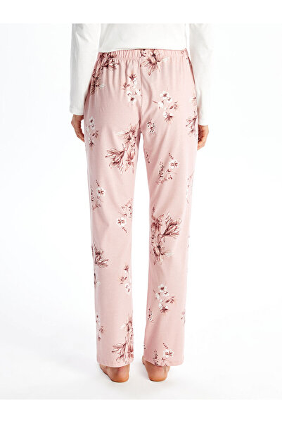 LC Waikiki Rózsaszín elasztikus derék virágos női pizsama alsó