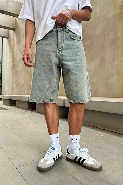HAFKAGİYİM Τζιν σορτς με υφή Ice Blue Go Baggy