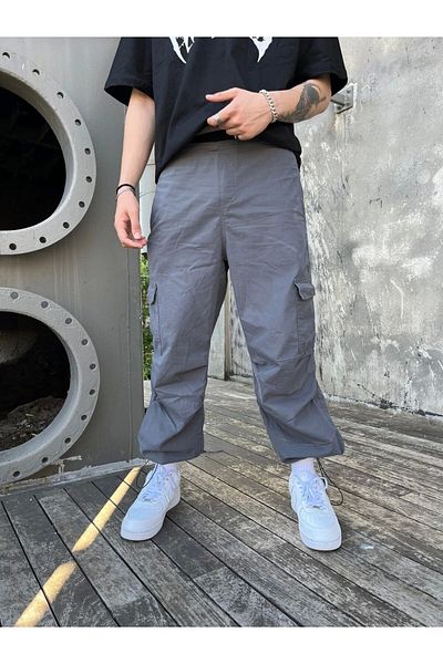 1blood Anthracite Cargo Pocket Αλεξίπτωτο Παντελόνι