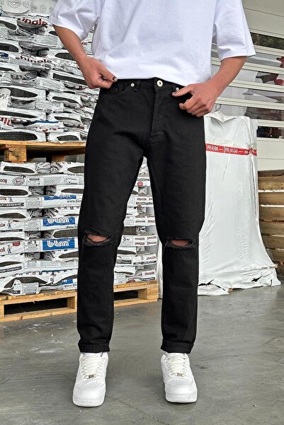 HAFKAGİYİM SİYAH Dizi Yırtık 003 GD Regular Pantolon